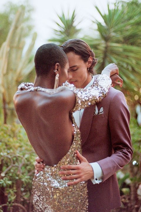 Backless Gold Sequin Dress for a Stunning Elopement Gown