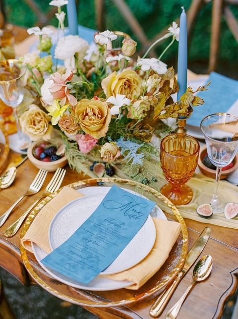 Blue and Gold Tuscan Charm for a Historic Garden Wedding - Hey Wedding Lady