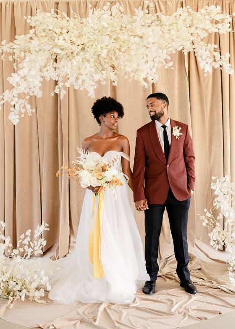 Lunaria Chandelier for a Cloud Like Wedding Ceremony Backdrop