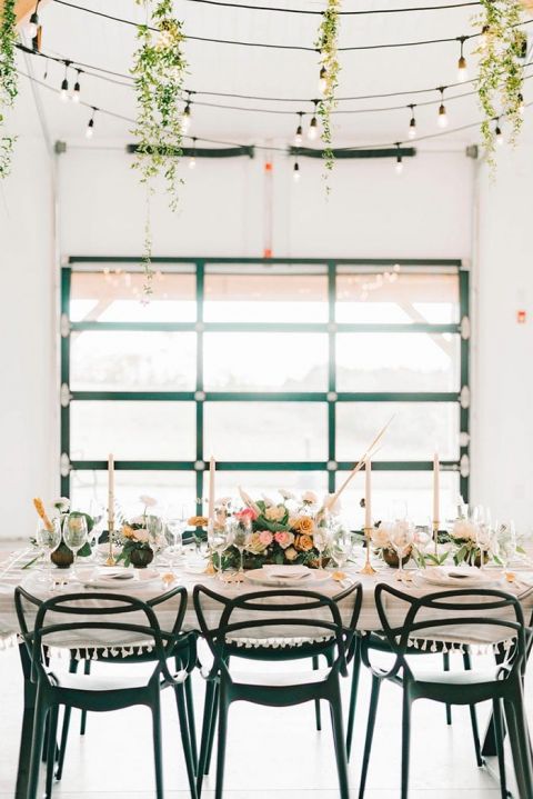 Wedding place setting ideas - greenery white indoor barn rustic table decor  …  Rustic wedding table, Rustic wedding table setting, Simple wedding  table decorations