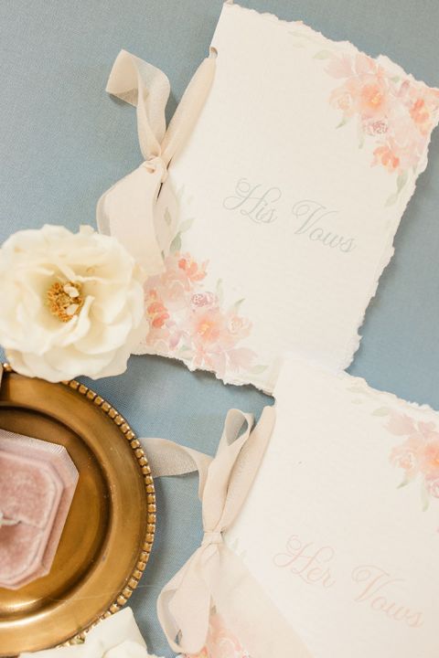 Watercolor Flower Vow Books for a Pastel Fairy Tale Wedding