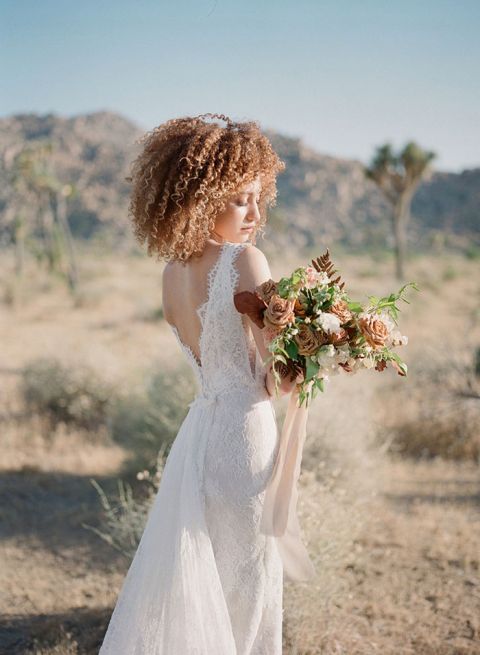 Golden Hour Desert Bride Photos in the Joshua Tree National Park