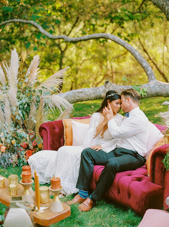 Bohemian Ranch Wedding with Fuchsia and Gold Fall Flair | Hey Wedding Lady