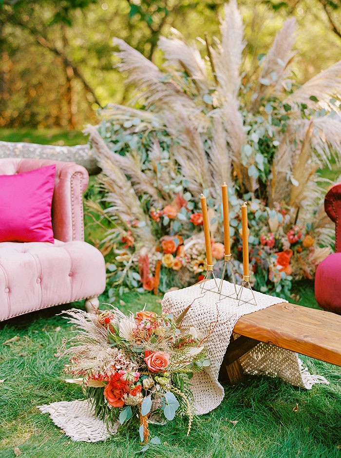 Bohemian Ranch Wedding with Fuchsia and Gold Fall Flair | Hey Wedding Lady