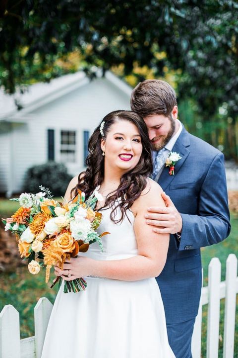 Romantic First Look for a Vintage Fall Wedding in Chapel Hill