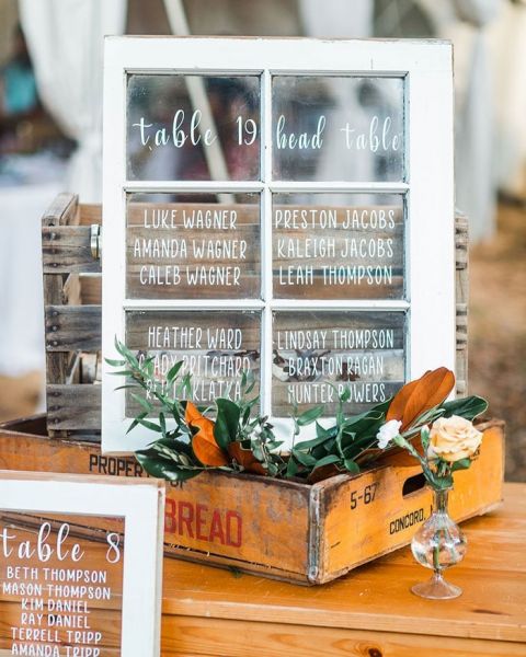 DIY Vintage Window Pane Seating Chart for a Rustic Fall Wedding