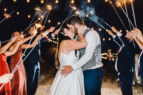 Bride and Groom Sparkler Exit Wedding Photos