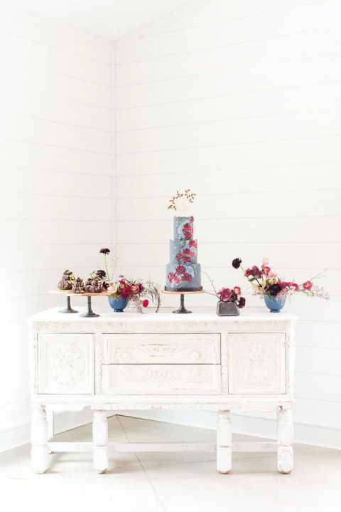 Vintage Whitewashed Sideboard for a Dramatic Cake Display