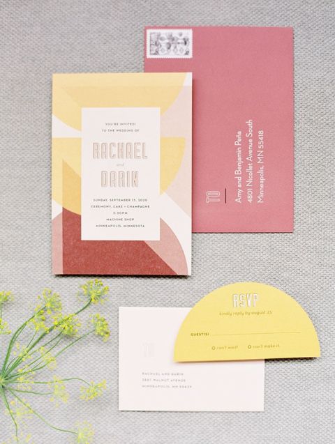 Colorful Retro Stationery for a Farm to Table Wedding