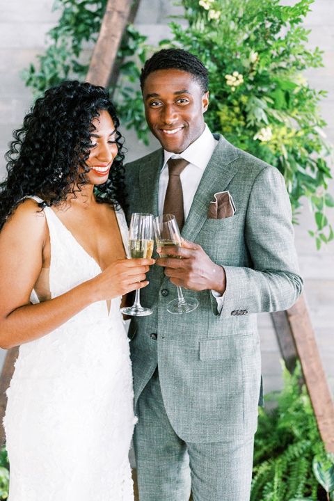 Rustic Wood A-Frame Wedding Ceremony Backdrop with Modern Greenery Decor