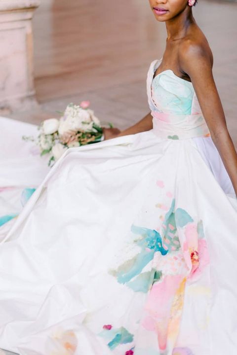 Watercolor bridesmaid clearance dress