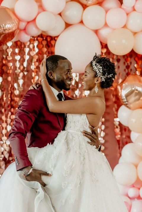 A Balloon Garland Backdrop for a Fabulously Fun Wedding - Hey