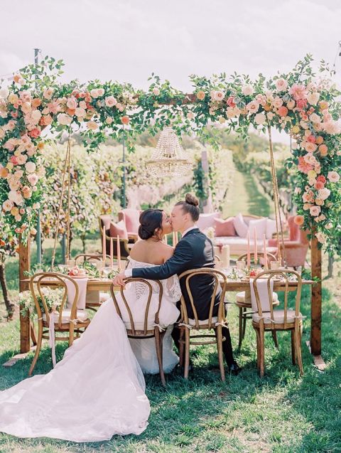 How Gorgeous is this Garden Arbor Decor for a Romantic Winery Wedding Among the Vines