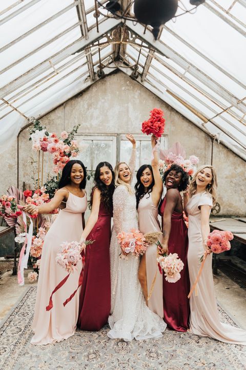 pink and red wedding dresses