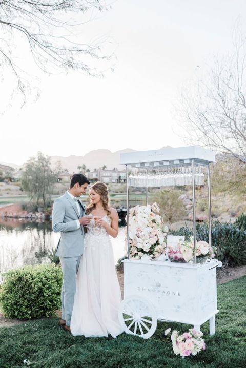 Vintage Champagne Bar Cart Wedding