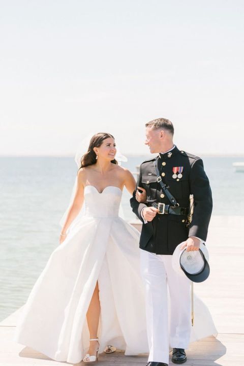 Classic Coastal wedding in Nantucket with traditional Military Style