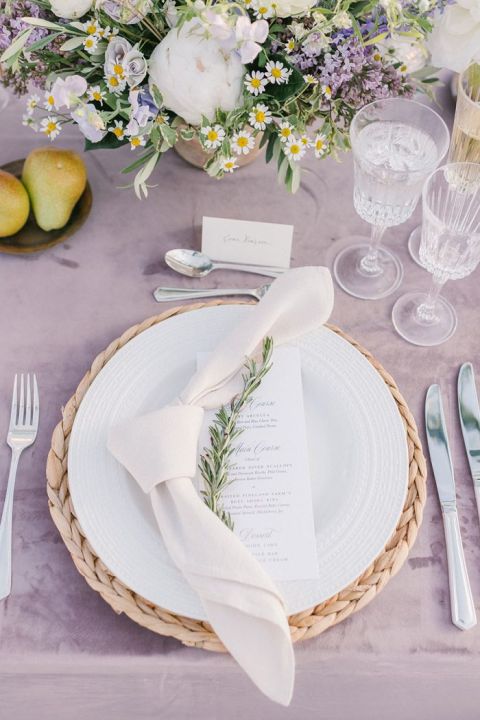 Provence Wedding Ideas in Nantucket with Velvet Tablecloths 