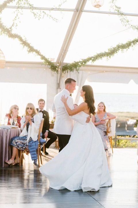 Nantucket Spring Wedding First Dance in a Clear Tent on the Coast