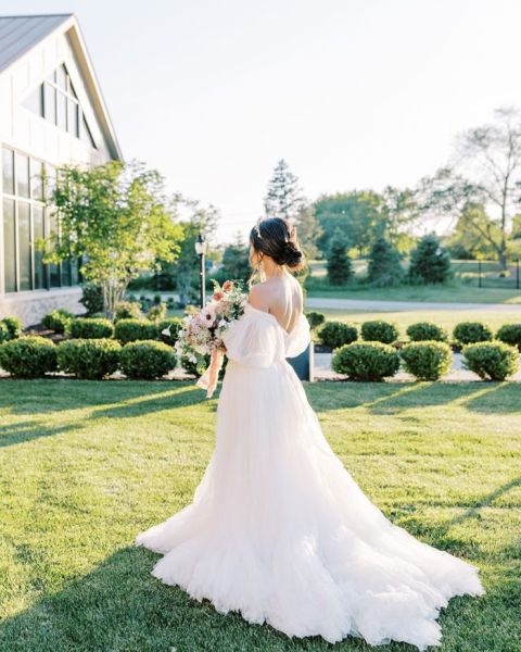 Off the Shoulder Bridgerton Wedding Dress